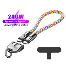 Load image into Gallery viewer, PD240W Phone Lanyard Charge Cable 2 in 1 USB-C to USB-C Super Fast Charge Data Cable Zinc Alloy Head Lanyard Fast Charging Cable