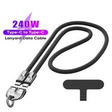 Load image into Gallery viewer, PD240W Phone Lanyard Charge Cable 2 in 1 USB-C to USB-C Super Fast Charge Data Cable Zinc Alloy Head Lanyard Fast Charging Cable