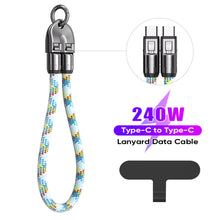 Load image into Gallery viewer, PD240W Phone Lanyard Charge Cable 2 in 1 USB-C to USB-C Super Fast Charge Data Cable Zinc Alloy Head Lanyard Fast Charging Cable