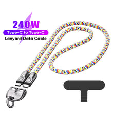 Load image into Gallery viewer, PD240W Phone Lanyard Charge Cable 2 in 1 USB-C to USB-C Super Fast Charge Data Cable Zinc Alloy Head Lanyard Fast Charging Cable