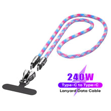 Load image into Gallery viewer, PD240W Phone Lanyard Charge Cable 2 in 1 USB-C to USB-C Super Fast Charge Data Cable Zinc Alloy Head Lanyard Fast Charging Cable