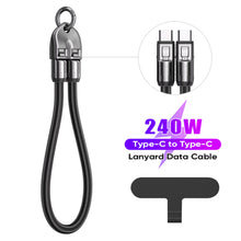Load image into Gallery viewer, PD240W Phone Lanyard Charge Cable 2 in 1 USB-C to USB-C Super Fast Charge Data Cable Zinc Alloy Head Lanyard Fast Charging Cable