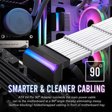Load image into Gallery viewer, 24 Pin to 90 Degree Power Plug Adapter ARGB Mainboard Motherboard Power Supply Cable Modular DIY Mounting Accessessory