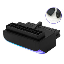 Load image into Gallery viewer, 24 Pin to 90 Degree Power Plug Adapter ARGB Mainboard Motherboard Power Supply Cable Modular DIY Mounting Accessessory