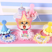Load image into Gallery viewer, Pet Birthday Celebrate Scarf Cotton Wave Point Saliva Towel Washable Pet Hat Cat Dog Bibs Puppy Kitten Triangle Kerchief Set