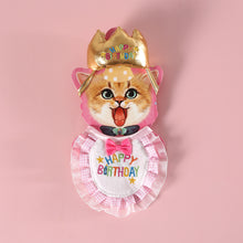 Load image into Gallery viewer, Pet Birthday Celebrate Scarf Cotton Wave Point Saliva Towel Washable Pet Hat Cat Dog Bibs Puppy Kitten Triangle Kerchief Set