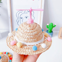 Load image into Gallery viewer, Mini Pet Cat Dogs Summer Straw Hat with Bamboo Dragonfly Hawaii Style Hat for Cats Dogs Funny Accessories