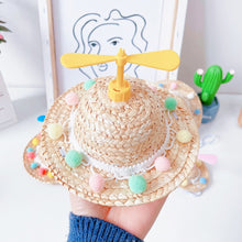 Load image into Gallery viewer, Mini Pet Cat Dogs Summer Straw Hat with Bamboo Dragonfly Hawaii Style Hat for Cats Dogs Funny Accessories