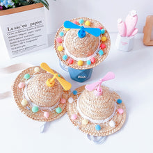 Load image into Gallery viewer, Mini Pet Cat Dogs Summer Straw Hat with Bamboo Dragonfly Hawaii Style Hat for Cats Dogs Funny Accessories