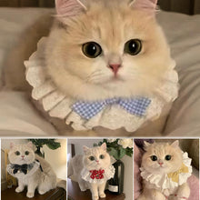 Load image into Gallery viewer, Lace Bowknot Pearl Collar Cat Dog Neckerchief Pet Cats Kitten Dog Puppy String Bib Necklace Necktie Neck Strap Scarf Accessories