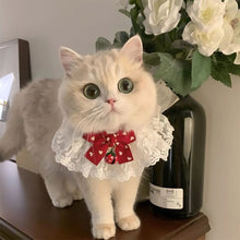 Load image into Gallery viewer, Lace Bowknot Pearl Collar Cat Dog Neckerchief Pet Cats Kitten Dog Puppy String Bib Necklace Necktie Neck Strap Scarf Accessories