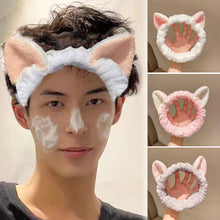 Load image into Gallery viewer, Soft Comfortable Wash Face Headband Cute Cat Coral Plush Hairband Beauty Skincare Yoga Multipurpose Versatile Hair Fixing Headband