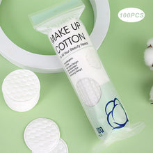 Load image into Gallery viewer, 100pcs Soft Round Cotton Pad With Double-sided Texture Daily Facial Cleaning Makeup Removal Skin Care For Home And Travel Use