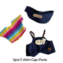 Load image into Gallery viewer, 3pcs Shirt Cap Pants Set for 17cm Labubu Dolls Cute Doll Clothes Fashion Lovely OOTD Wear for Doll Decoration Accessories
