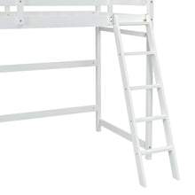 Load image into Gallery viewer, Twin Size High Loft Bed with inclined Ladder, Guardrails,White