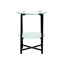 Load image into Gallery viewer, 2-layer Tempered Glass End Table, Round Coffee Table for Bedroom Living Room Office