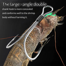 Load image into Gallery viewer, 10PCS/Box High-Carbon Steel Double-Hook Live Shrimp Hooks Anti-Disengagement Hook With Barbs Fishing Gear
