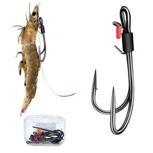 Load image into Gallery viewer, 10PCS/Box High-Carbon Steel Double-Hook Live Shrimp Hooks Anti-Disengagement Hook With Barbs Fishing Gear
