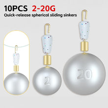 Load image into Gallery viewer, 10PCS 2-20G Spherical Quick-Release Running Lead Hand Rods Anti-Current Snag-Proof Line Set Stream And Wild Fishing Supplies