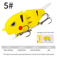 Load image into Gallery viewer, 1PC 6.5G/6CM Lure Double-Hook Slow-Sinking Bionic Shark Bait Multi-Section Micro Pencil Bait For Bass And Topmouth Culter