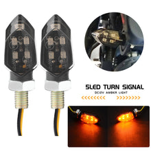 Load image into Gallery viewer, 2/4Pcs Universal Mini Motorcycle Smoke Lens Turn Signal Light 5LED 12V Amber Blinker Indicator Lamp Two Wire for Kawasake