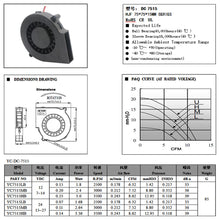 Load image into Gallery viewer, 75mm USB Fan Cooling Turbo Blower 15mm Brushless 3D Printer 7515 For Extruder DC Cooler Power Inverter Air Pump PC CPU