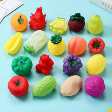 Load image into Gallery viewer, Vinyl Fruit Squeeze Toys Baby Sensory Water Play Fake Fruit Vegetable Squeaky Sensory Stimulation BPA-free Interactive Bathing Toy Kit