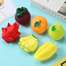 Load image into Gallery viewer, Vinyl Fruit Squeeze Toys Baby Sensory Water Play Fake Fruit Vegetable Squeaky Sensory Stimulation BPA-free Interactive Bathing Toy Kit