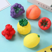 Load image into Gallery viewer, Vinyl Fruit Squeeze Toys Baby Sensory Water Play Fake Fruit Vegetable Squeaky Sensory Stimulation BPA-free Interactive Bathing Toy Kit