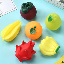 Load image into Gallery viewer, Vinyl Fruit Squeeze Toys Baby Sensory Water Play Fake Fruit Vegetable Squeaky Sensory Stimulation BPA-free Interactive Bathing Toy Kit