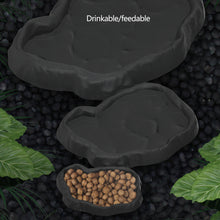 Load image into Gallery viewer, Simulated Natural Rock Shape Reptile Food Water Bowl Bathing Dish Dual Use Bowl For Turtles Lizard Snake Frog