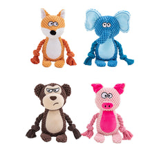 Load image into Gallery viewer, Dog Plush Chew Toy Cute Animals Shaped Pet Plush Cotton Rope Toy Interactive Toy Tug Of War Chew Resistan Squeaky Toy