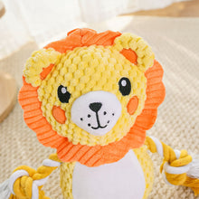 Load image into Gallery viewer, Colorful Animals Shaped Dog Stuffed Plush Bite Toy Interactive Pet Toy for Fun Pet Cotton Rope Chew Resistan Squeaky Toy