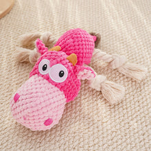 Load image into Gallery viewer, Colorful Animals Shaped Dog Stuffed Plush Bite Toy Interactive Pet Toy for Fun Pet Cotton Rope Chew Resistan Squeaky Toy