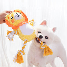 Load image into Gallery viewer, Colorful Animals Shaped Dog Stuffed Plush Bite Toy Interactive Pet Toy for Fun Pet Cotton Rope Chew Resistan Squeaky Toy