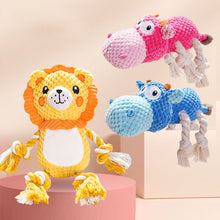Load image into Gallery viewer, Colorful Animals Shaped Dog Stuffed Plush Bite Toy Interactive Pet Toy for Fun Pet Cotton Rope Chew Resistan Squeaky Toy