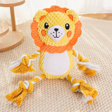 Load image into Gallery viewer, Colorful Animals Shaped Dog Stuffed Plush Bite Toy Interactive Pet Toy for Fun Pet Cotton Rope Chew Resistan Squeaky Toy