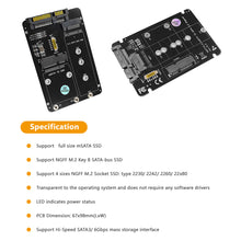 Load image into Gallery viewer, 1PC 2 IN 1 Combine M.2 NGFF Key B & mSATA SSD To SATA3 Adapter