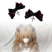 Load image into Gallery viewer, 2pcs Gothic Style Bow Hair Clip Sweet Cool Hair Accessories Cosplay Black Wine Red Lace Hair Alligator Clips Barrette