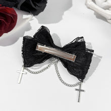 Load image into Gallery viewer, 1pc Gothic Style Bow Hair Clip Sweet Cool Hair Accessories Cosplay Black Wine Red Lace Hair Alligator Clips Barrette