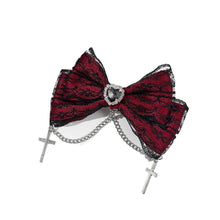 Load image into Gallery viewer, 1pc Gothic Style Bow Hair Clip Sweet Cool Hair Accessories Cosplay Black Wine Red Lace Hair Alligator Clips Barrette