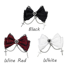 Load image into Gallery viewer, 1pc Gothic Style Bow Hair Clip Sweet Cool Hair Accessories Cosplay Black Wine Red Lace Hair Alligator Clips Barrette