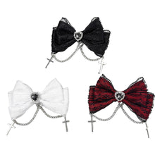 Load image into Gallery viewer, 1pc Gothic Style Bow Hair Clip Sweet Cool Hair Accessories Cosplay Black Wine Red Lace Hair Alligator Clips Barrette