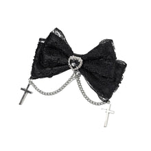 Load image into Gallery viewer, 1pc Gothic Style Bow Hair Clip Sweet Cool Hair Accessories Cosplay Black Wine Red Lace Hair Alligator Clips Barrette