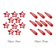Load image into Gallery viewer, 10Pcs/Lot Red Star Snap Clip Girl Waterdrop Barrettes Side Hairpin Women Hair Clip Accessories Kawaii BB Clips Lovely Star Hairpins