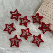 Load image into Gallery viewer, 10Pcs/Lot Red Star Snap Clip Girl Waterdrop Barrettes Side Hairpin Women Hair Clip Accessories Kawaii BB Clips Lovely Star Hairpins