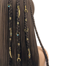 Load image into Gallery viewer, 31pcs Turquoise Pendant Dreadlock Hair Beads Alloy Feather Hair Braid Rings For Girls Women Stylish Bohemian Hair Jewelry Locks for Braids Hair Accessories