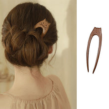 Load image into Gallery viewer, Chinese Style Cat Pattern Wooden U Shaped Hair Sticks for Hanfu Hairpin Headwear Headpieces Hair Accessories