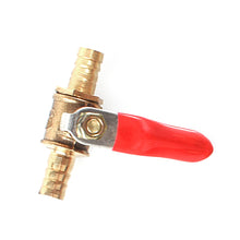 Load image into Gallery viewer, 1/4 Small Valve 6mm 8mm 10mm 12mm Hose Barb Inline Brass Water Oil Air Gas Faucet Shutoff Fuel Line Ball Valve Pipe Fittings with Red Handle