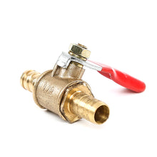 Load image into Gallery viewer, 1/4 Small Valve 6mm 8mm 10mm 12mm Hose Barb Inline Brass Water Oil Air Gas Faucet Shutoff Fuel Line Ball Valve Pipe Fittings with Red Handle